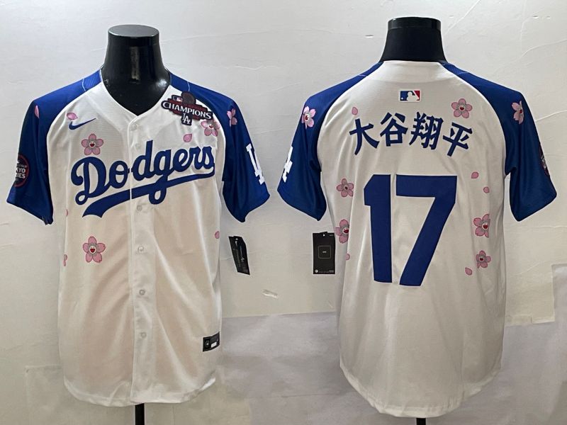 Men Los Angeles Dodgers #17 Ohtani White Blue Sakura Edition 2025 Nike MLB Jersey style 5->los angeles dodgers->MLB Jersey